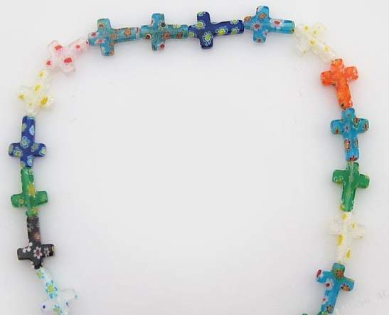 glass cross beads assorted